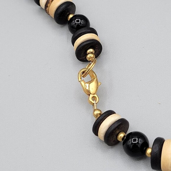 Lee Sands Giraffe Pendant Statement Necklace Natural Materials Tribal Vtg 18" - Picture 6 of 8